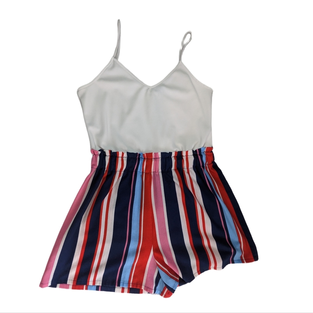 White and stripped romper